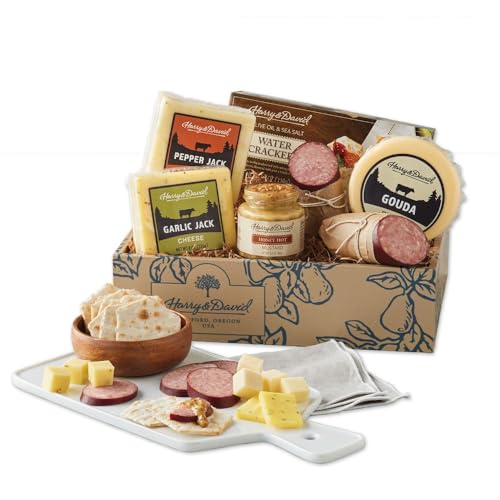 Harry & David Deluxe Meat & Cheese Gift Box, Gourmet Sausage, Assorted Cheeses, Crackers & Mixed Nuts, Charcuterie Board Gift Basket For Cheese Lovers, Meat And Cheese Gift Basket For All Occasions - style: Deluxe