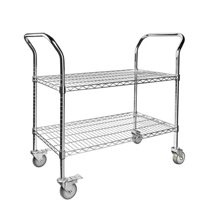 Northsky 2-Shelf Wire Utility Cart on Wheels, Chrome Finish Rolling Metal Shelving with Wheels, 550lb Capacity, 36" x 18" x 38", 2 Tier Rolling Cart for Kitchen Bar Storage Use - size: 36" x 18" x 38"