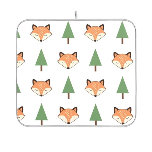Fox Tree White Dish Drying Mat for Kitchen Counter Super Absorbent Draining Mat with Non-slip Backed Dish Rack Pad for Draining Racks Countertops Sinks Dish Bottles Cups Bowl