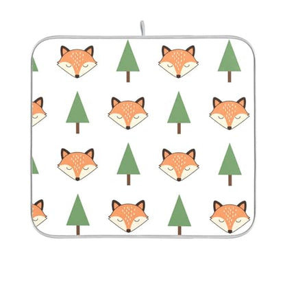 Fox Tree White Dish Drying Mat for Kitchen Counter Super Absorbent Draining Mat with Non-slip Backed Dish Rack Pad for Draining Racks Countertops Sinks Dish Bottles Cups Bowl