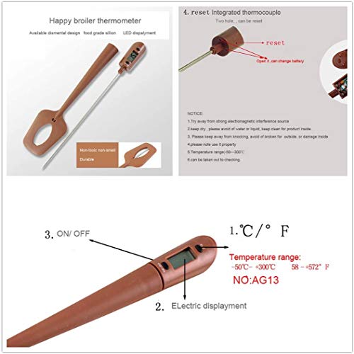 Efeng Candy Spatula with Thermometer Built in and Pot Clip – Fast Instant Read Digital Spatula Thermometer for Candy Making,Chocolate,jams,syrups with BPA Free Silicon Spatula - color: Chocolate