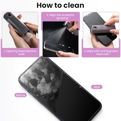 Screen Cleaner Spray and Wipe by ZERNBER- Computer Screen Cleaner, Laptop Screen Cleaner, Phone Cleaner, Car Screen Cleaner, 2in1 Touchscreen Mist Cleaner- (0.3 oz) Purple - color: Pink+Pink