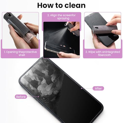 Screen Cleaner Spray and Wipe by ZERNBER- Computer Screen Cleaner, Laptop Screen Cleaner, Phone Cleaner, Car Screen Cleaner, 2in1 Touchscreen Mist Cleaner- (0.3 oz) Purple - color: Pink+Pink