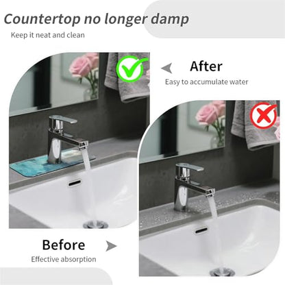 Kitchen Sink Splash Guard，Blue ocean Faucet Mat Sink Gadgets-Super Absorbent Fast Drying Mat Drip Catcher for Kitchen, Bathroom,Sink Mat, Dish Drying Mat, Bathroom(15" X 5.5" ) - color: Blue ocean