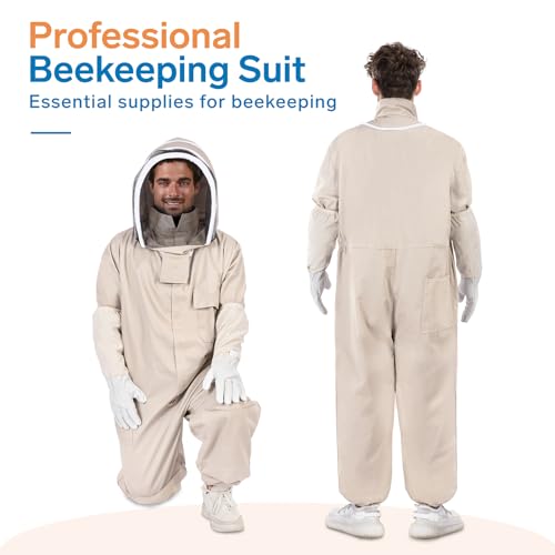 Beekeeping Suit, Full Body, Polycotton with Veil & Gloves - size: XL for 5'7"-5'11"