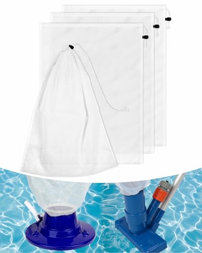 Large Size Pool Vacuum Bag Replacement 4PCS - 24x18in Fine Mesh Pool Vacuum Net Bag for Leaf & Debris - Nylon Pool Leaf Bag Filter with Drawstring - Pool Cleaner Debris Filter Bag Replacement