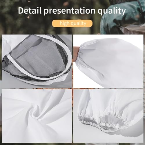 Beekeeping Suit Full Body Beekeeping Clothes Anti-bee Professional Beekeepers Clothes Protection Beekeeping Suit Veil Unisex Protective (White Gloves)