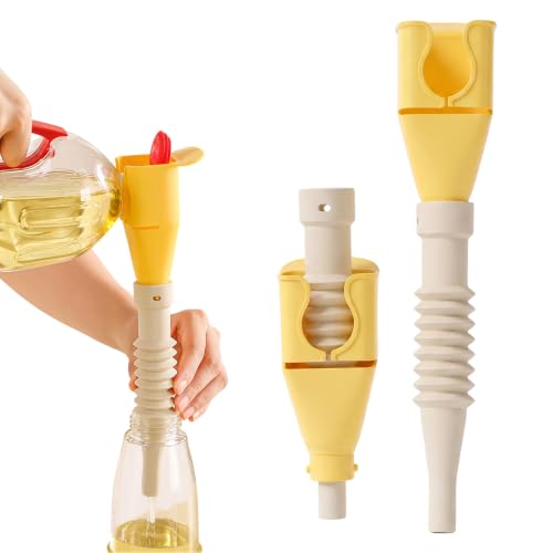 Kitchen Funnel, Silicone Collapsible Funnels for Oil Liquid Transfer, Food Grade (Yellow) - color: Yellow
