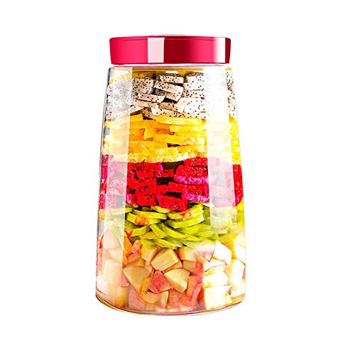 Tvoip Modern Fermenting Seal Storage Jar Transparent Glass Jars with Lid Kit/Honey Jam Fruit Cans Pickle Side Dish Tanks Tea Bottle Accessories (61OZ(1800ML)) - color: 61OZ(1800ML)
