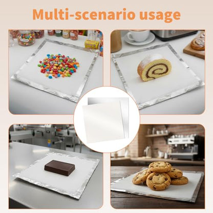 400 Pack Butter Wrapping Paper Set, 200 Pcs Aluminum Packaging Wrapping Sheets and 200 Pcs Silicone Oil Sheets, 9.84 x 9.84 and 8.66 x 8.66 Inches, for Homemade Butter Storage and Chocolate Packaging