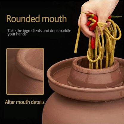 Traditional Chinese Porcelain Pickle Jar,Ceramic Fermentation Crock Pickling Pot,Ceramic Fermenting Jar with Water Seal Airlock Lid Stoneware Fermenter for Kimchi Sa 6KG*1