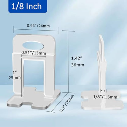 DGSL Tile Leveling System Clips - DIY 2400 Tiles Leveler Spacers - 1/8 Inch Tile Leveling System for Professional Ceramic Tile and Stone Installation - size: 1/8 Inch*2400 Piece