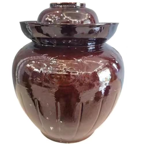 Traditional Chinese Ceramic Fermentation Crock With Water Seal Lid, Stoneware Sauerkraut Pickling Jar, 1 Pcs(17.5L) - size: 17.5L