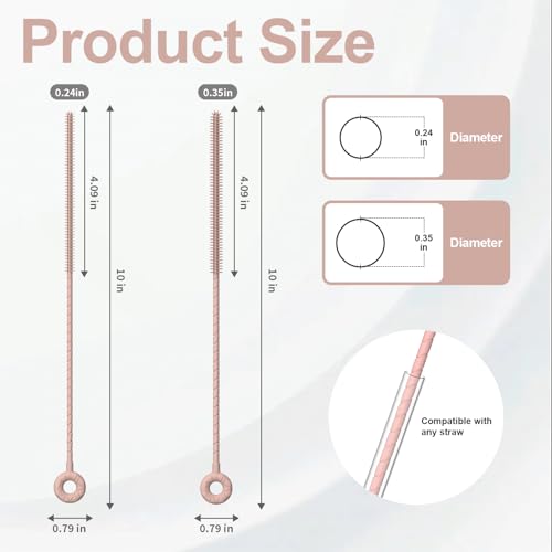 YOTIME Silicone Straw Cleaner Brush, 2 Pcs Reusable Straw Brush(6mm+9mm) for Cleaning Narrow & Wide Straws, Tumblers, Pink - color: Pink