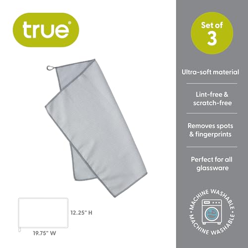 True Microfiber Towels, Wine Glass Polishing Cloths, Streak Free Microfiber Cloth and Lint Free Towels, Grey, Set of 3 - style: Microfiber Polishing Towel