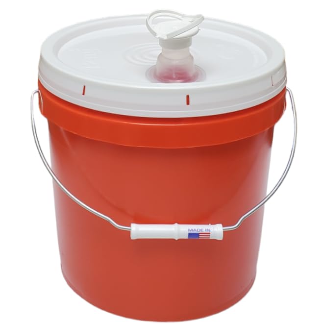 2 Gallon Bucket Pail with Lid & Handle Pour Spout Leak Proof BPA Free Food Safe HDPE Storage Container AirTight Premium Quality Buckets All Purposes Dry & Liquid Contents FDA Compliance (Pumpkin) - color: Pumpkin
