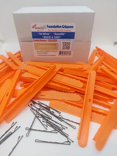 Anthony's Beehive NEW! Wire Free Beeswax Foundation Gripper for Comb Honey Production 60 Pack (for Shallow Langstroth Frames)