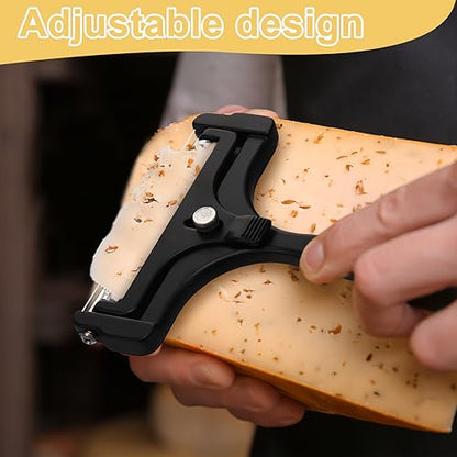 Boao Cheese Slicer with Wire Adjustable Thickness Cheese Cutter Handheld Stainless Steel for Soft Semi Thick Thin Hard Slicer for Kitchen Cooking Tools(Black) - color: Black