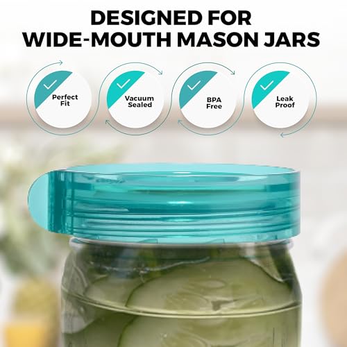 Fermentation Lids Refill Pack, Mason Jar Airlock Lid Kit, Fermenting Lids for Wide Mouth Mason Jars, Kimchi, Pickle, and Sauerkraut Fermentation, Pack of 4