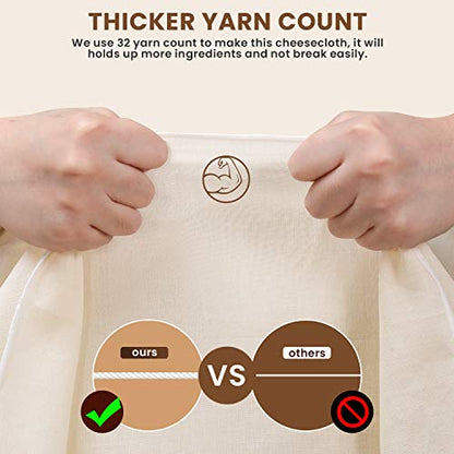 Precut Cheesecloth, 20 x 20'' 10 Pack, Grade 100, Ultra Fine Cheese Cloth for Straining & Cooking, 100% Unbleached Cotton Muslin Cloth for Making Cheese - size: 20x20'' 10 Pack