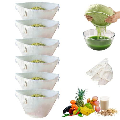 Organic Cotton Cheesecloth Bags, Reusable Nut Milk Bag, 100% Cotton Fine Mesh Strainer Bag for Cooking, Baking, Juicing, Cheese Making (Medium-6 Pack) - size: Medium-6 Pack