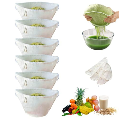 Organic Cotton Cheesecloth Bags, Reusable Nut Milk Bag, 100% Cotton Fine Mesh Strainer Bag for Cooking, Baking, Juicing, Cheese Making (Medium-6 Pack) - size: Medium-6 Pack