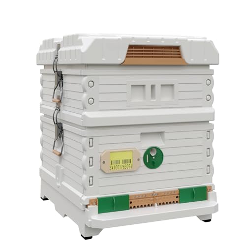 Apimaye Ergo Insulated 10 Frame Hybrid 1 Deep 1 Medium Beehive Set (White Body Green Entrance)