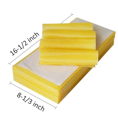 30PCS Beeswax Sheets Foundation Sheets 16-1/2 x 8-1/3 inch for Beehives Frames, Beeswax Sheets for Beekeeping,Candles Making, Hives (42cm x 21cm)