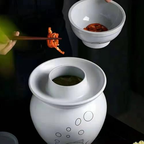 GALPADA Airtight Ceramic Kimchi Container Pickled Vegetable Fermenting Jar Sealed Porcelain Crock for Kitchen Food Storage