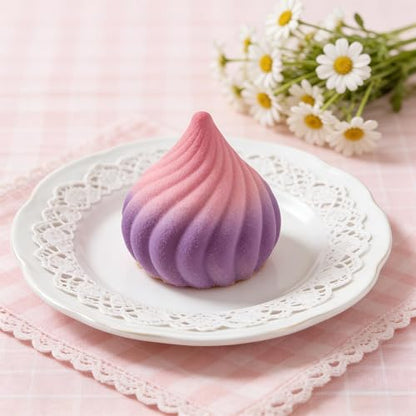 Cone Onion Bun Chocolate Molds, 6-Cavity Cyclone Silicone Mold for Mousse Cake Jelly Candy Soap Candle,10.6 x 6.7 x 2.76 Inches - color: White-R0001