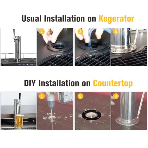 Beer Tower Single Tap Draft Beer Tower, Stainless Steel Keg Tower, 3" Tap Tower dispenser with Pre-Assembled Tubing and Self-Closing Spring, Single Kegerator Tower Dispenser for Party Bar - size: Single Tap Beer Tower