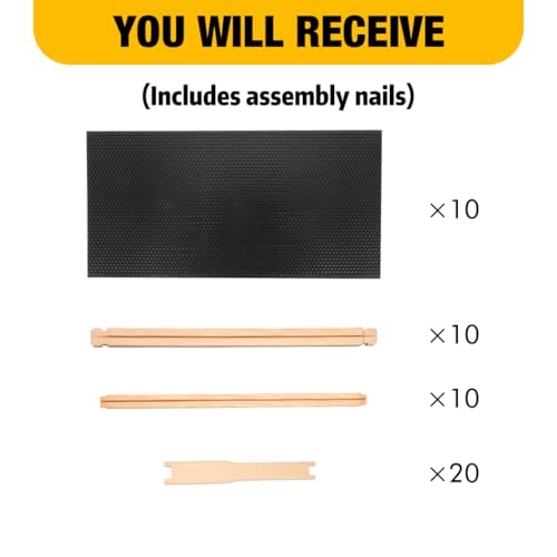 Honey Lake 10 Pack Deep Beehive Frames with Beeswax Coated Foundation Sheets, Unassembled Wooden Deep Bee Frames for Langstroth Beehives (Black) - color: 10Pack-Black