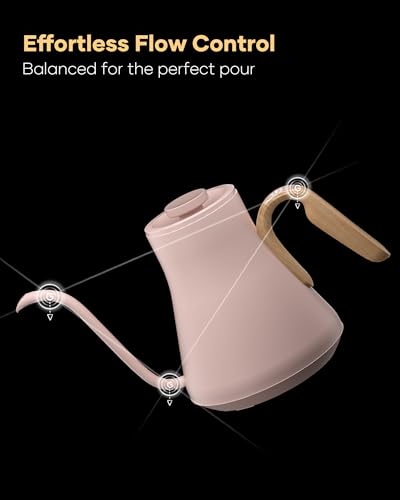 Cocinare Gooseneck Electric Kettle, ±1°F Precise Temperature Control, 1500W Fast Heating, Pour Over Coffee & Tea Kettle with Brew Timer & Keep Warm, Stainless Steel, 0.9L (Munch Pink) - color: Munch Pink
