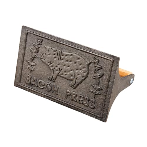 HIC Kitchen Bacon Press, Heavyweight Cast Iron, Rectangular With Wood Handle, For Stovetop Grill And Griddle (Pack of 12) - size: 6.75 x 4 x 3.25 inches (Pack of 12), style: Rectangle