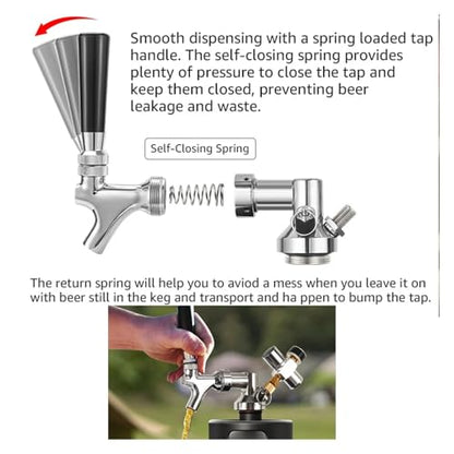 Home Brewing 3.6L(128OZ) Growler Tap System Mini Keg Beer Faucet Dispenser Pressurized Beer Keg with Co2 Regulator Keep Carbonation Brewing Accessories(Black) - color: Black