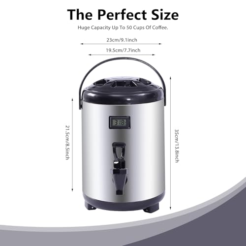 Stainless Steel Insulated Beverage Dispenser, 1.7Gal Thermal Carafe with Spigot for Hot Coffee & Cold Juice, 12-Hour Heat Retention Drink Dispenser for Party Wedding Cafe, Silver - size: 1.7Gal