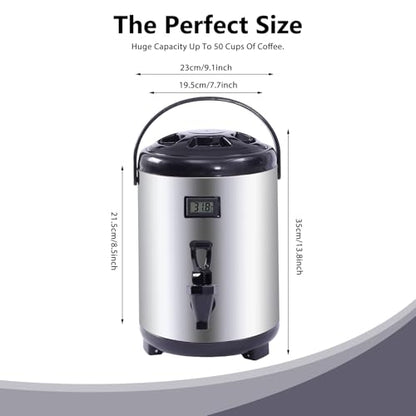 Stainless Steel Insulated Beverage Dispenser, 1.7Gal Thermal Carafe with Spigot for Hot Coffee & Cold Juice, 12-Hour Heat Retention Drink Dispenser for Party Wedding Cafe, Silver - size: 1.7Gal