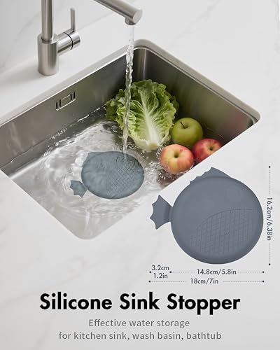 Revolutionary Kitchen Sink Drain Strainer & Sink Stopper/Patented Reversible Kitchen Sink Strainer, Anti-Clogging Sink Strainer Basket, Handmade Kitchen Gadgets, 304 Stainless Steel & Rust-Proof - color: Dark Gray Silver