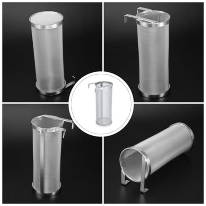 Stainless Steel Filter Net Barrel with Hook Lightweight Permanent Wine and Beer Brewing Strainer for Home Use during Family Days or Camping Trips