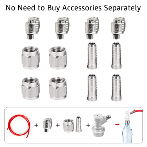 【2 Pairs】MRbrew Ball Lock Disconnect Set, Home Brew Ball Lock Keg Fittings with MFL Thread Swivel Nuts, Corny Keg Fittings with Stainless Steel 5/16'' Gas & 1/4'' Liquid Barbs & Extra 4 Hose Clamps - size: 2 pairs