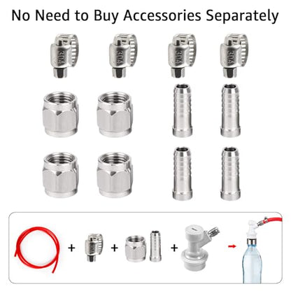 【2 Pairs】MRbrew Ball Lock Disconnect Set, Home Brew Ball Lock Keg Fittings with MFL Thread Swivel Nuts, Corny Keg Fittings with Stainless Steel 5/16'' Gas & 1/4'' Liquid Barbs & Extra 4 Hose Clamps - size: 2 pairs