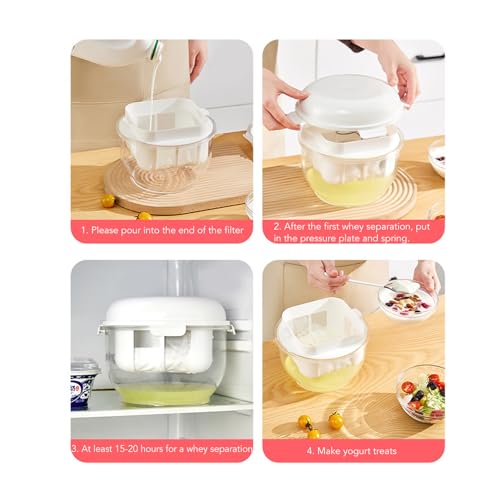 Greek Yogurt Maker with Ultra Fine Mesh Stainless Steel Strainer Basket, Creamy Plain Greek Yogurt Strainer for Homemade Yogurt, Dips, Desserts
