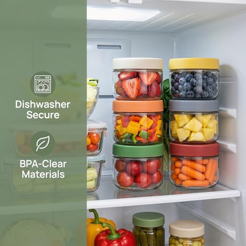 EONJOE 10 oz Small Glass Containers with Lids, Food Storage Jars, 6pk | Perfect for Chia Pudding Jam Snacks Yogurt Overnight Oats Candy ,Dishwasher safe,Airtight - size: 10oz