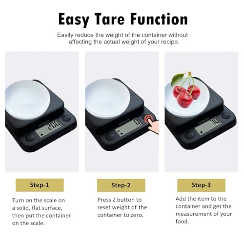 Food Scale Kitchen Scale Weight Grams and Ounces Small Digital Scale for Weight Loss Baking Cooking Coffee of NUTRI FIT, Max 11lb 0.5g Increment, LCD Smart Tare, Easy to Use for Travel, AAA Battery - color: Classic Black