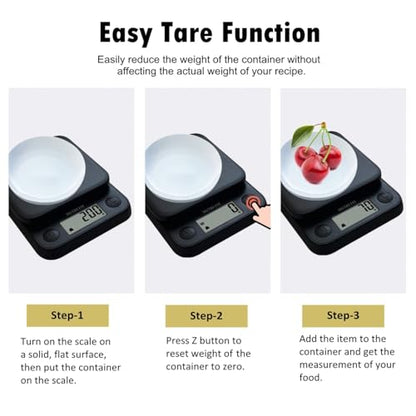 Food Scale Kitchen Scale Weight Grams and Ounces Small Digital Scale for Weight Loss Baking Cooking Coffee of NUTRI FIT, Max 11lb 0.5g Increment, LCD Smart Tare, Easy to Use for Travel, AAA Battery - color: Classic Black