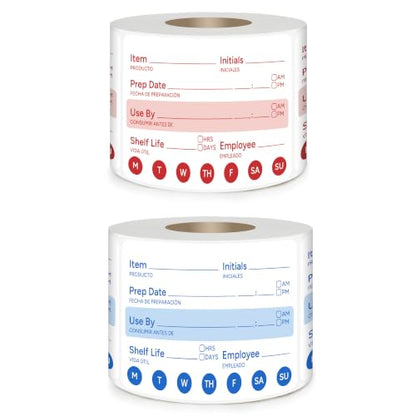 2 Rolls 600 Pcs 2 X 3 inch Removable Food Date Sticker Labels, Easy to Write for Freezer, Refrigerator Food Containers Date Sticker, Leftover Labels (Blue-Red-2X3inch) - style: Blue-Red-2X3inch