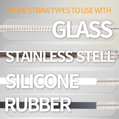Heavy Duty Straw Cleaner Brush - 4 Pack 12.6 Inch Flexible Full-Cover Brushes with Large Handle, Reusable Pipe & Tube Cleaner Set (0.23", 0.31", 0.39", 0.47" Diameters) - color: White-full Covered