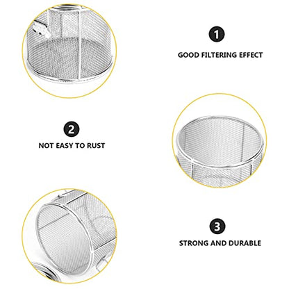 Watris Veiyi Seasoning Strainer with Chain Hook for Home Restaurant | 10*10cm, Stainless Steel Cooking Spice Filter with Chain Hook, Soup Seasonings Seperation Basket Filter