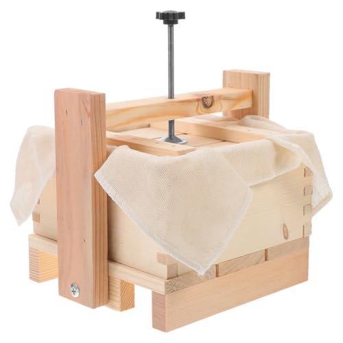 Luxshiny 1 Set Wooden Tofu Mold: 6.68 Inch Tofu Press with Cloth Bean Curd Maker Mold Kitchen Tool for Soybean Curd and Cheese Making