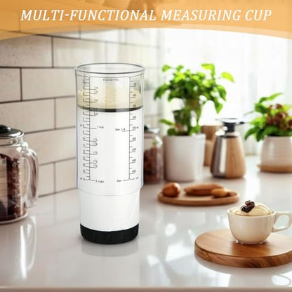 6 Pcs Adjustable Measuring Cups Set Includes 2 Cup Push up Measuring Cup and 5 Measurings Spoon for Peanut Butter 4 in 1 Liquid Dry Semi Solid Ingredient Home Cooking Tool - size: 2 cups